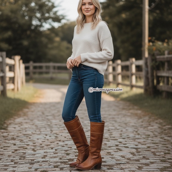 Frye Jane Stitch Leather Heeled Knee High Boots - Picture 4 of 16